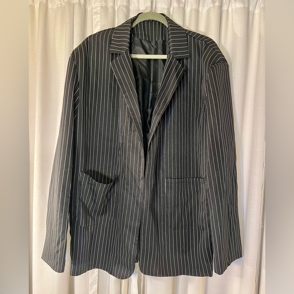 Black Pinstriped Blazer 5X